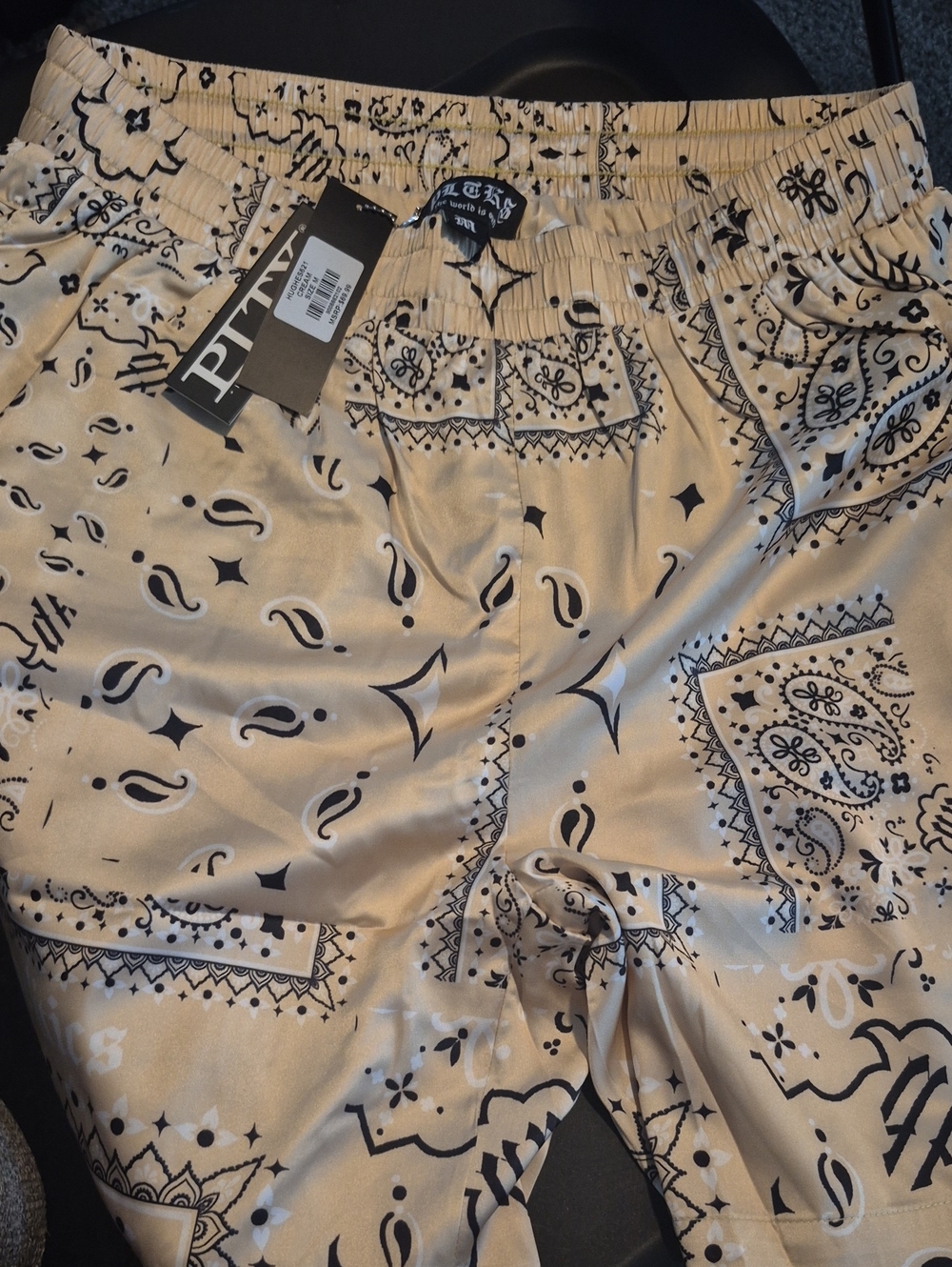 Premium Men's Beige Bandana Print Pants